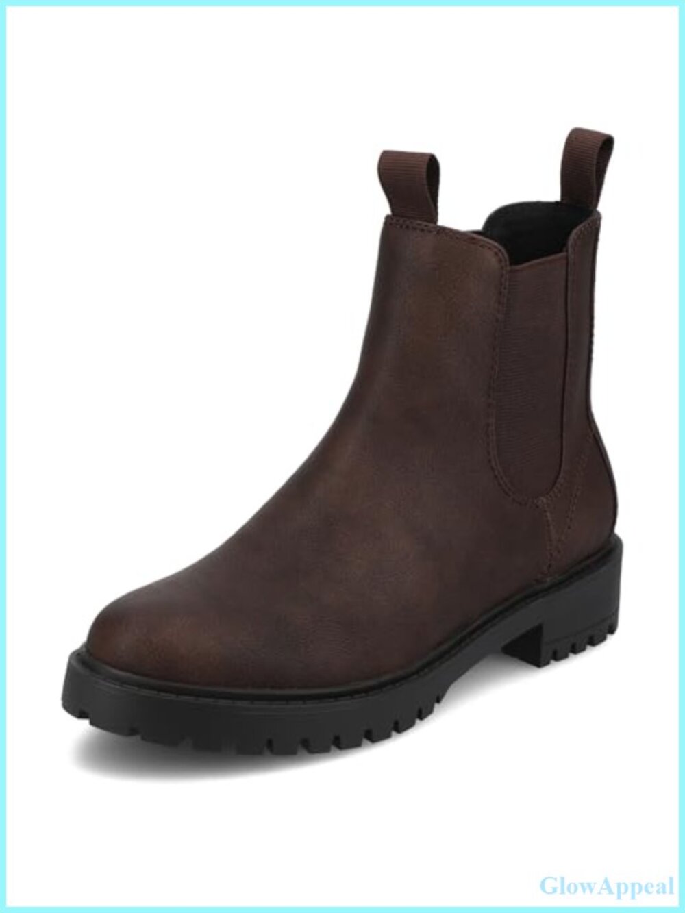 Faux Leather Pull-On Chelsea Booties Round Toe Block Heel Ankle Boots